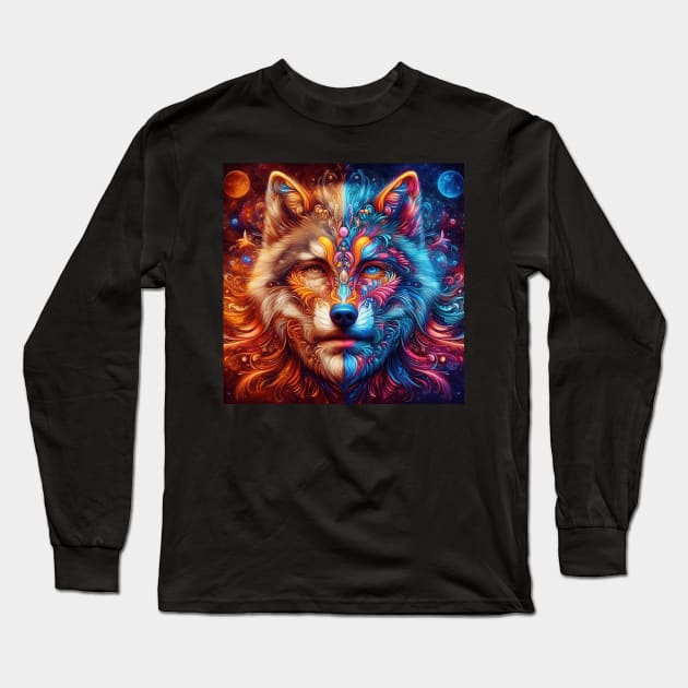 Psychedelic Wolf Long Sleeve T-Shirt by SmoothCreator